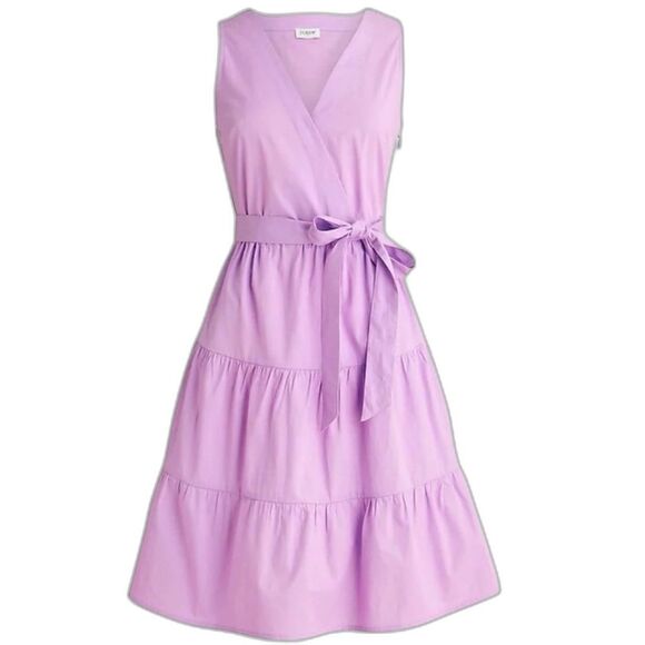 J. Crew Factory NWT Faux Wrap Sleeveless Mini Dress Size 6 in Lavender - Picture 1 of 12
